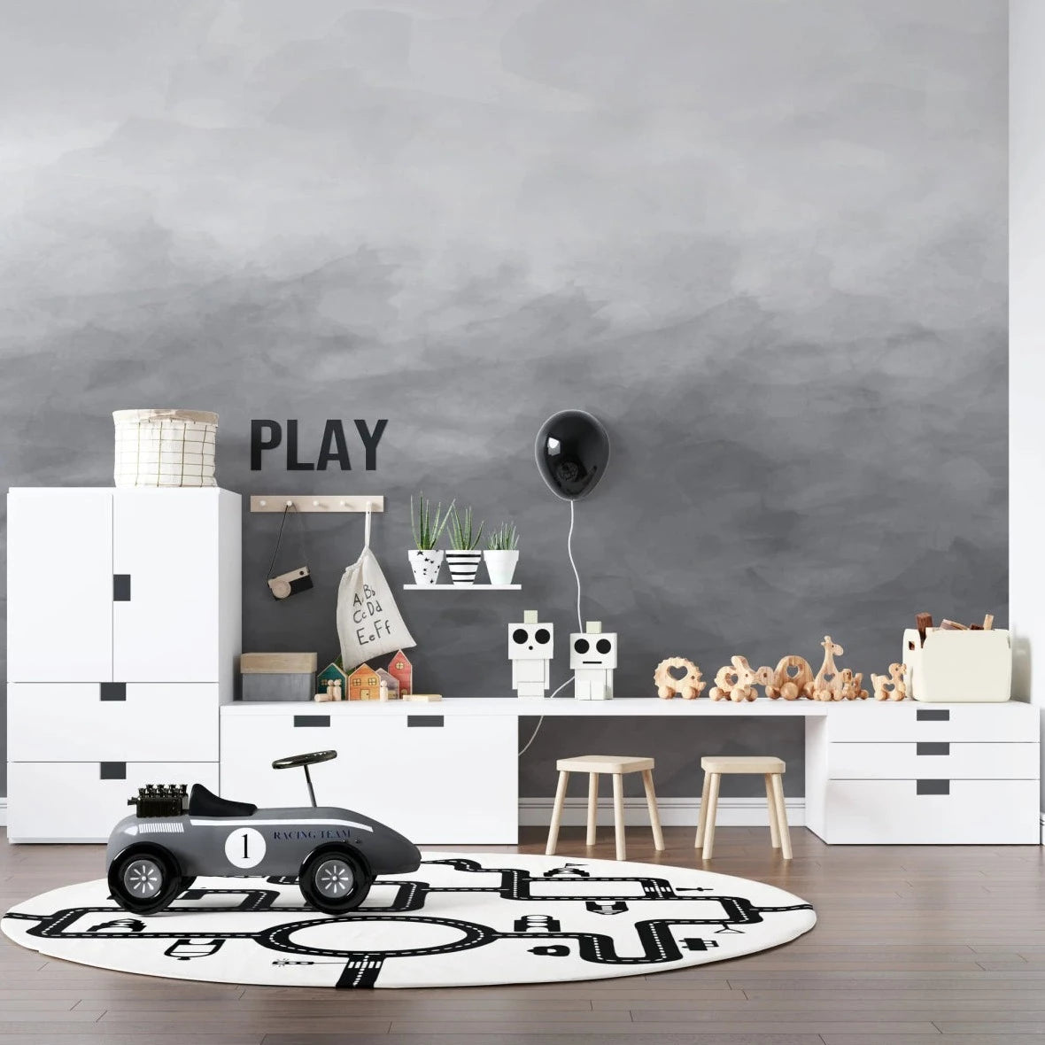 MUNKS & ME-Papier Peint Chambre Enfant Ombre - Charbon