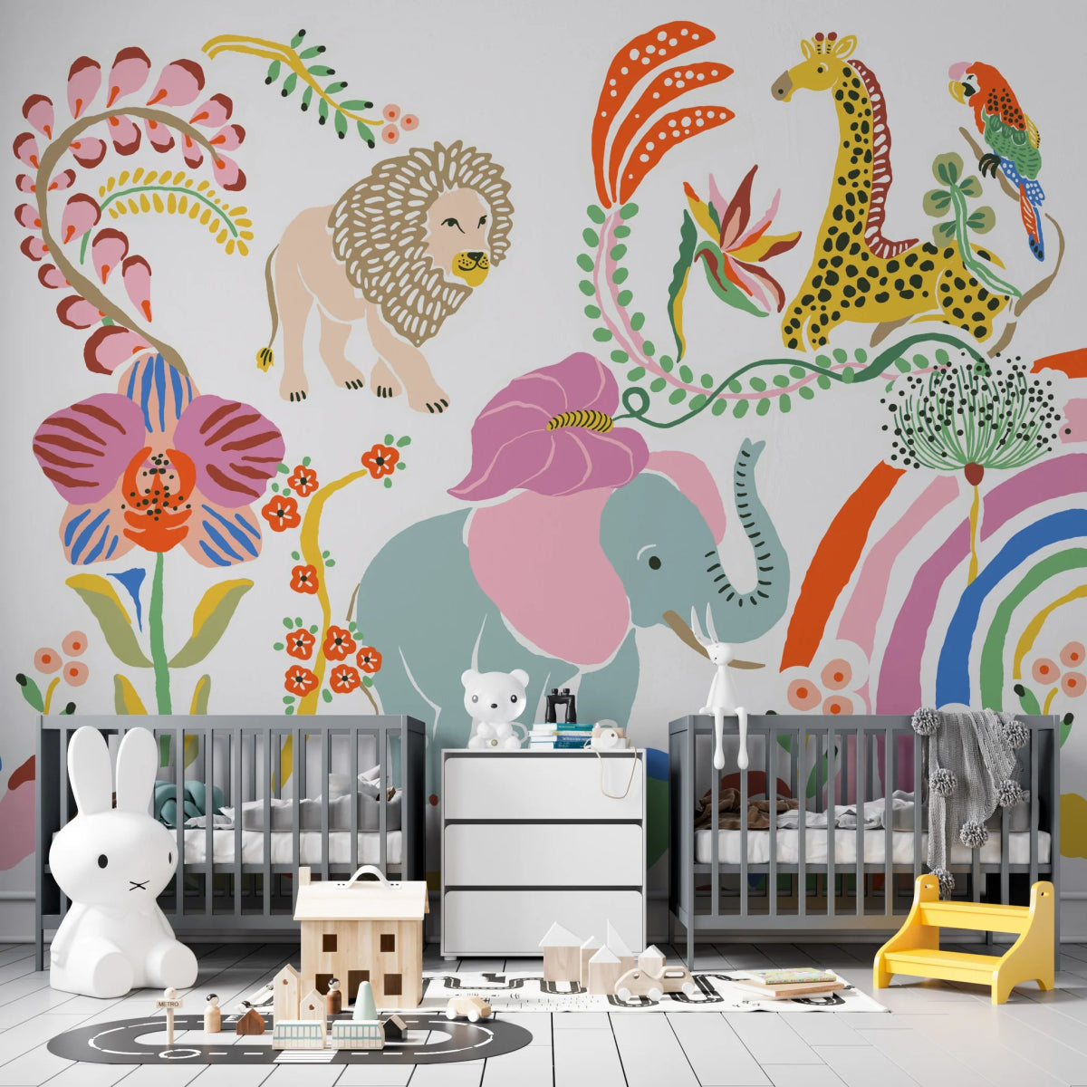 MUNKS & ME-Papier Peint Chambre Enfant Safari Urbain