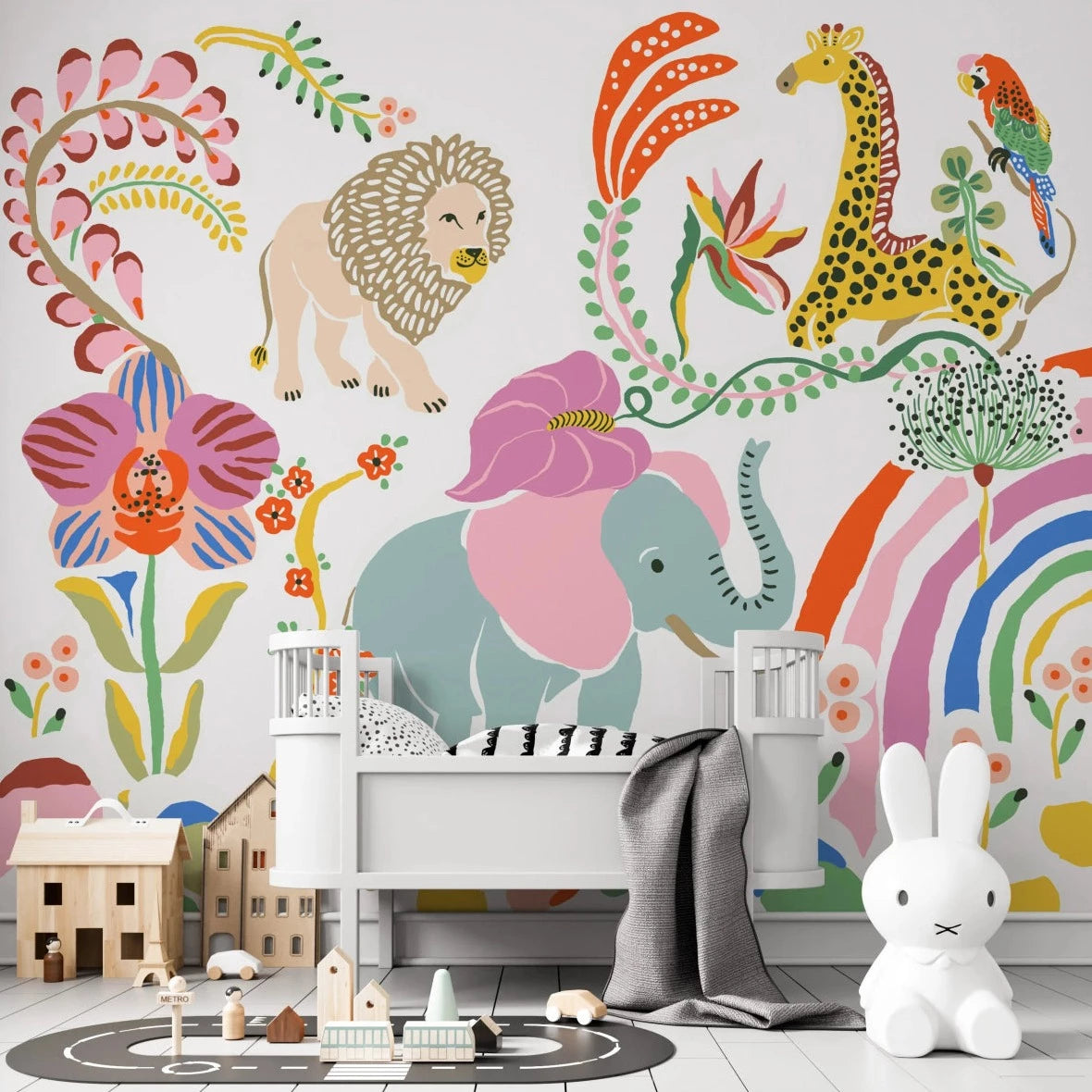 MUNKS & ME-Papier Peint Chambre Enfant Safari Urbain