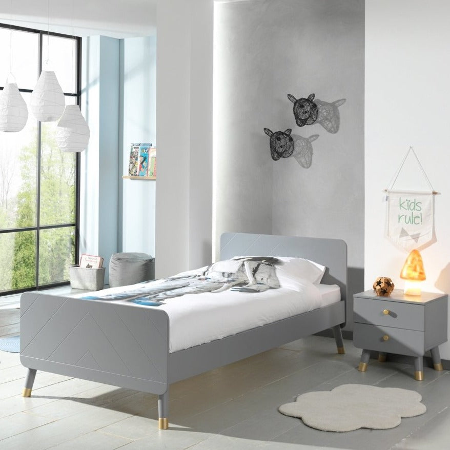 VIPACK-Lit Billy Gris & Table de Chevet - Gris