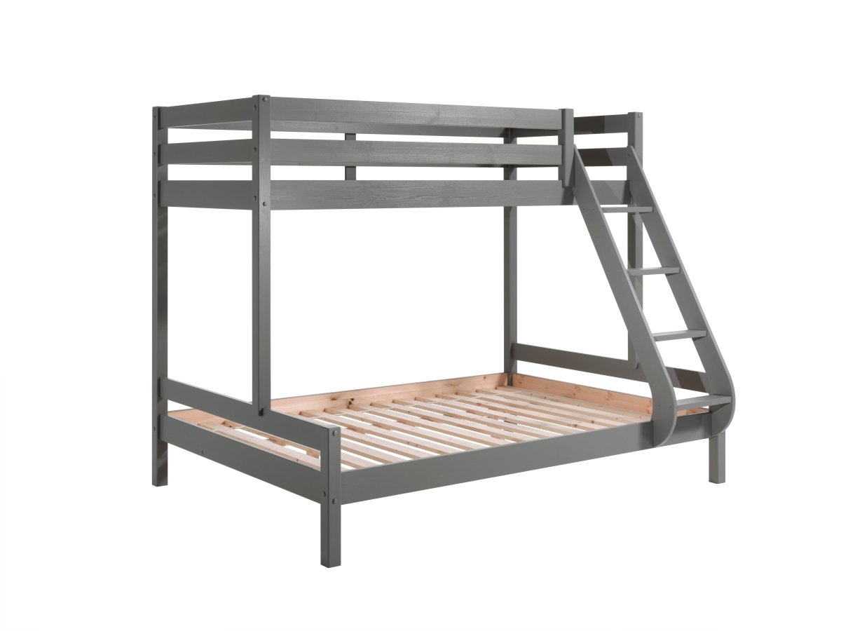 VIPACK-Lit De Famille PINO 140 x 200 cm + 90 x 200 cm Gris