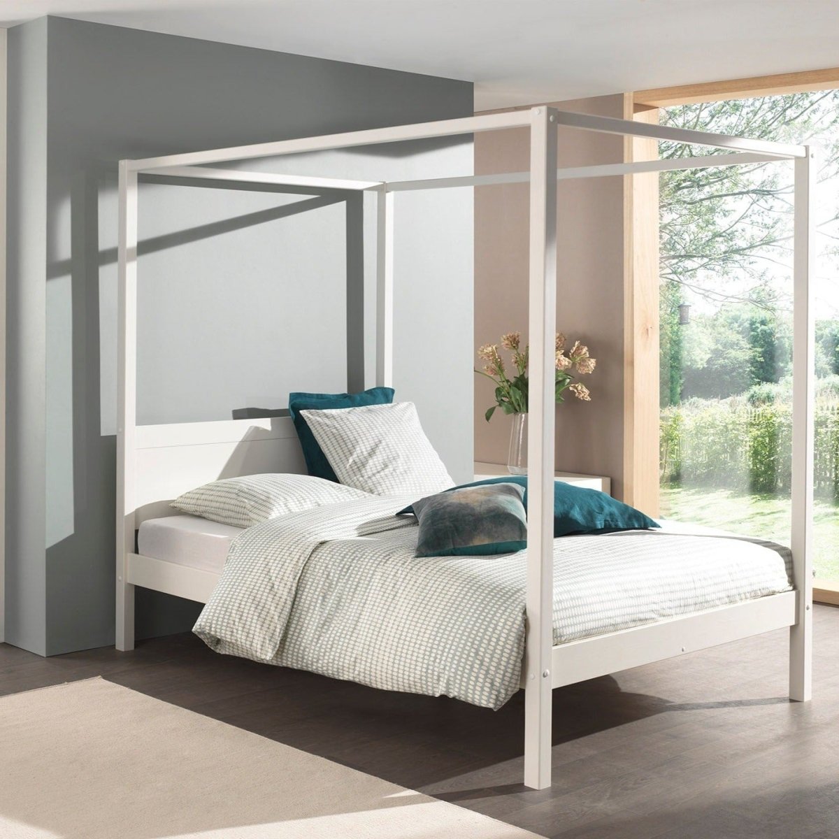 VIPACK-PINO Lit À Baldaquin 140 x 200 cm Blanc
