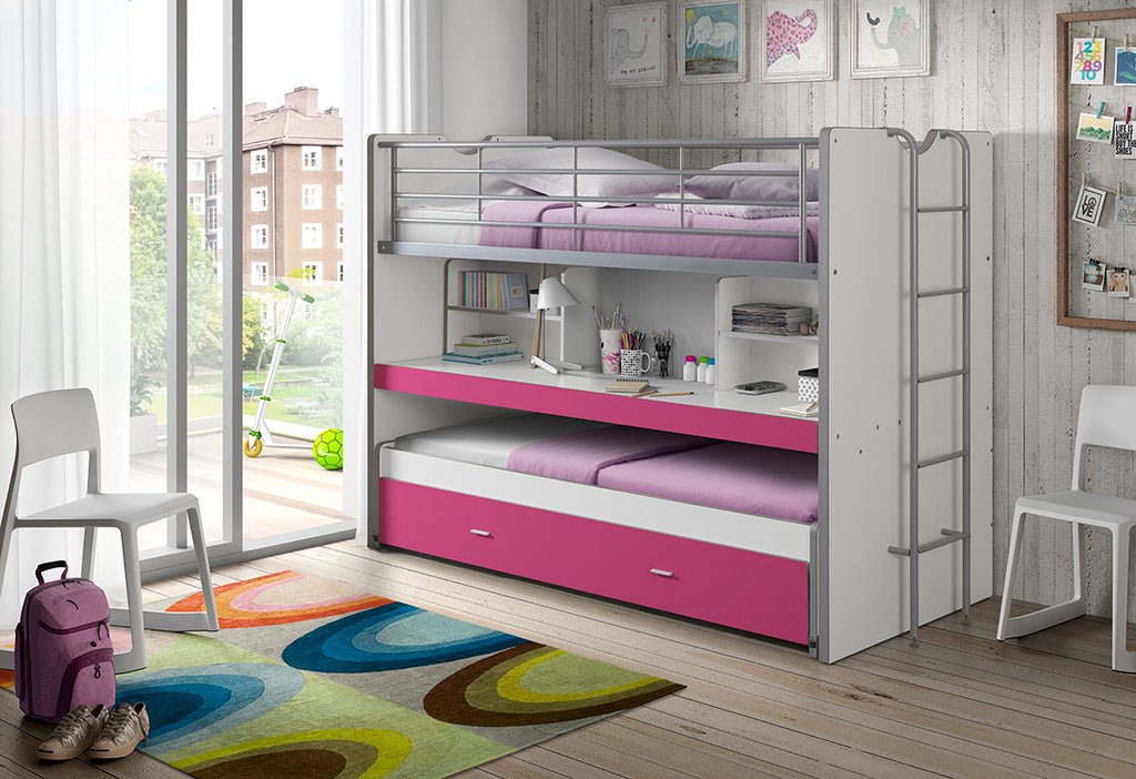 VIPACK-Lit Superposé (80) 90x200 cm BONNY FUCHSIA