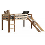 VIPACK-Lit Mi-hauteur (H 115cm) PINO Avec Toboggan 90 X 200 cm Naturel
