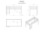 VIPACK-Lit Mi-Hauteur (H 115cm) PINO Avec Échelle 90 X 200 cm Blanc