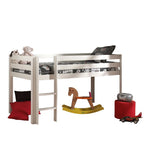 VIPACK-Lit Mi-Hauteur (H 115cm) PINO Avec Échelle 90 X 200 cm Blanc