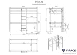 VIPACK-Lit Mezzanine PINO Sans Fauteuil 90 x 200 cm Blanc