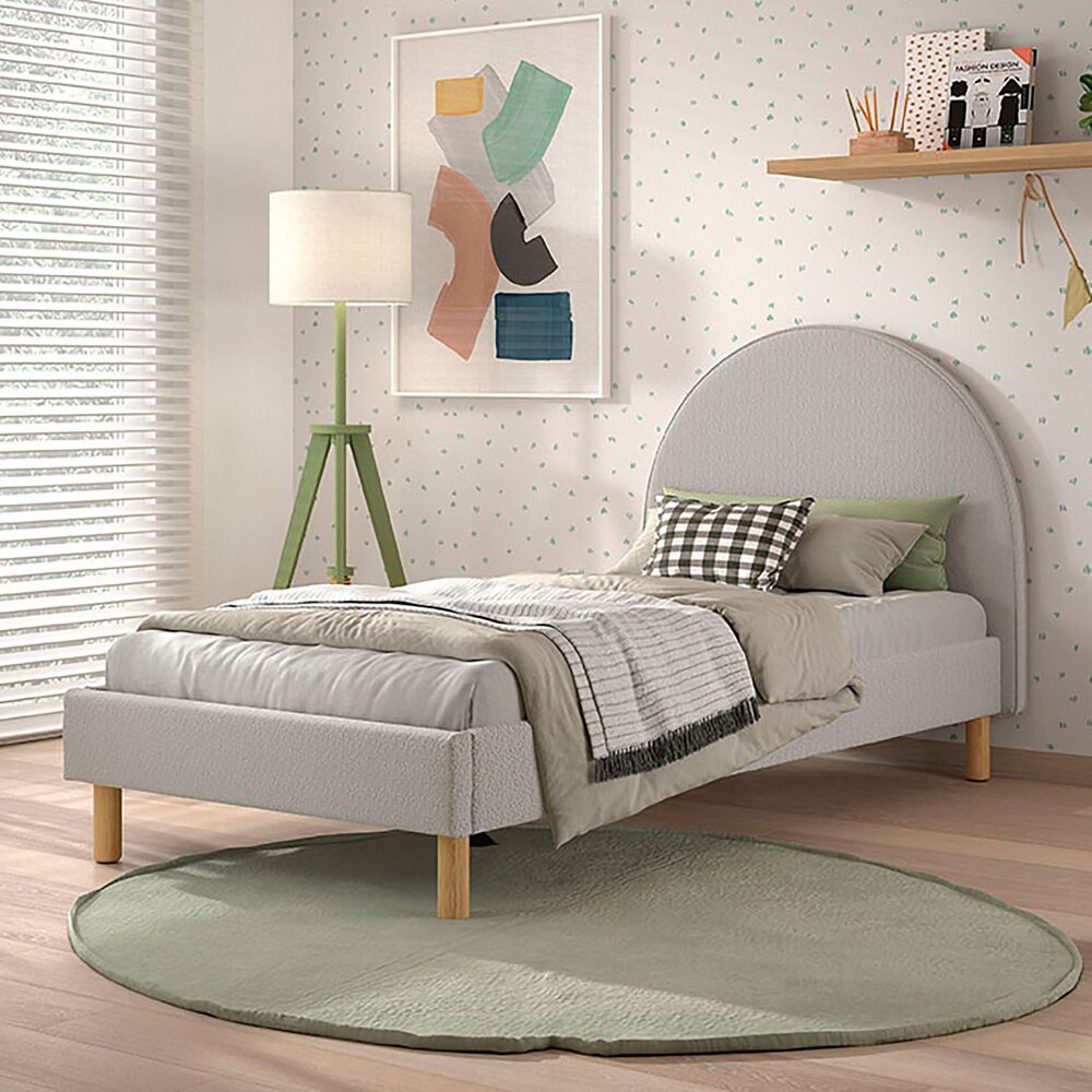 VIPACK-Lit Lune 90 X 200 Cm Gris Boucle