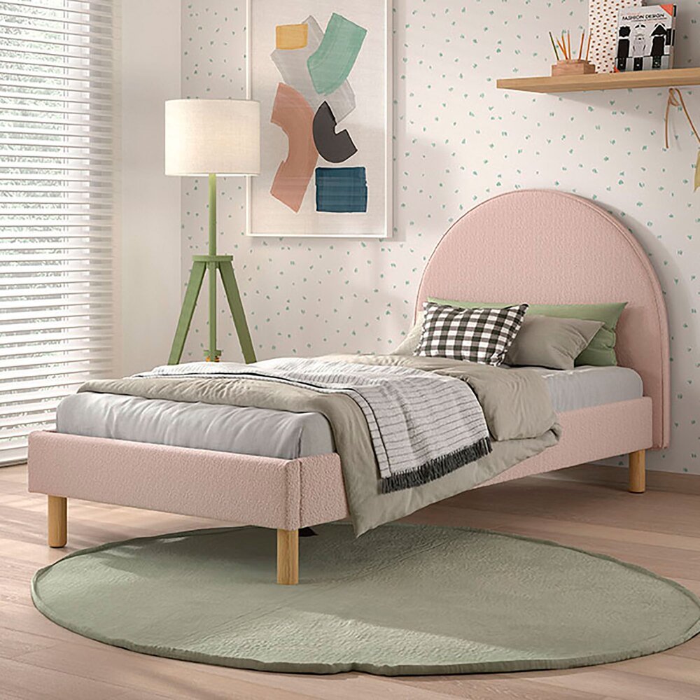 VIPACK-Lit Lune 90 X 200 Cm Rose Boucle