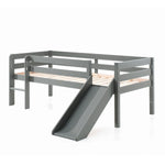 VIPACK-Lit Mi-Hauteur (H 85cm) PINO Avec Toboggan 90 x 200 cm Gris