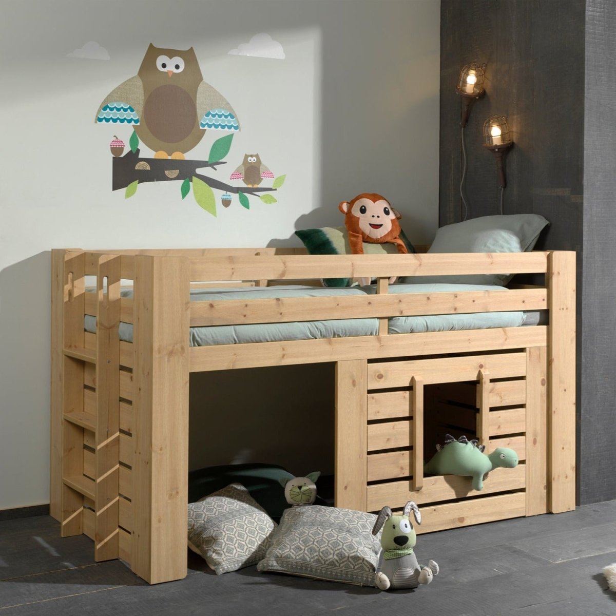 VIPACK-Lit OLIVER Mi-Hauteur - Finition Chêne 90 X 200 Cm