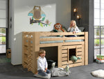VIPACK-Lit OLIVER Mi-Hauteur - Finition Chêne 90 X 200 Cm
