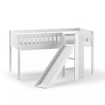 VIPACK-Lit Mezzanine Mi-Hauteur (H 115cm) SCOTT Avec Toboggan 90 X 200 cm Blanc