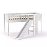 VIPACK-Lit Mezzanine Mi-Hauteur (H 115cm) SCOTT Avec Toboggan 90 X 200 cm Blanc
