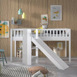 VIPACK-Lit Mezzanine Mi-Hauteur (H 115cm) SCOTT Avec Toboggan 90 X 200 cm Blanc