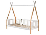 VIPACK-Lit Tipi Avec Barrière & Tiroir Gigogne Naturel 90x200cm