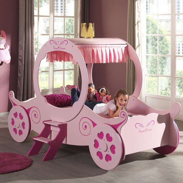 VIPACK-Lit Voiture Royale Princesse Avec Matelas 90 X 200 Cm