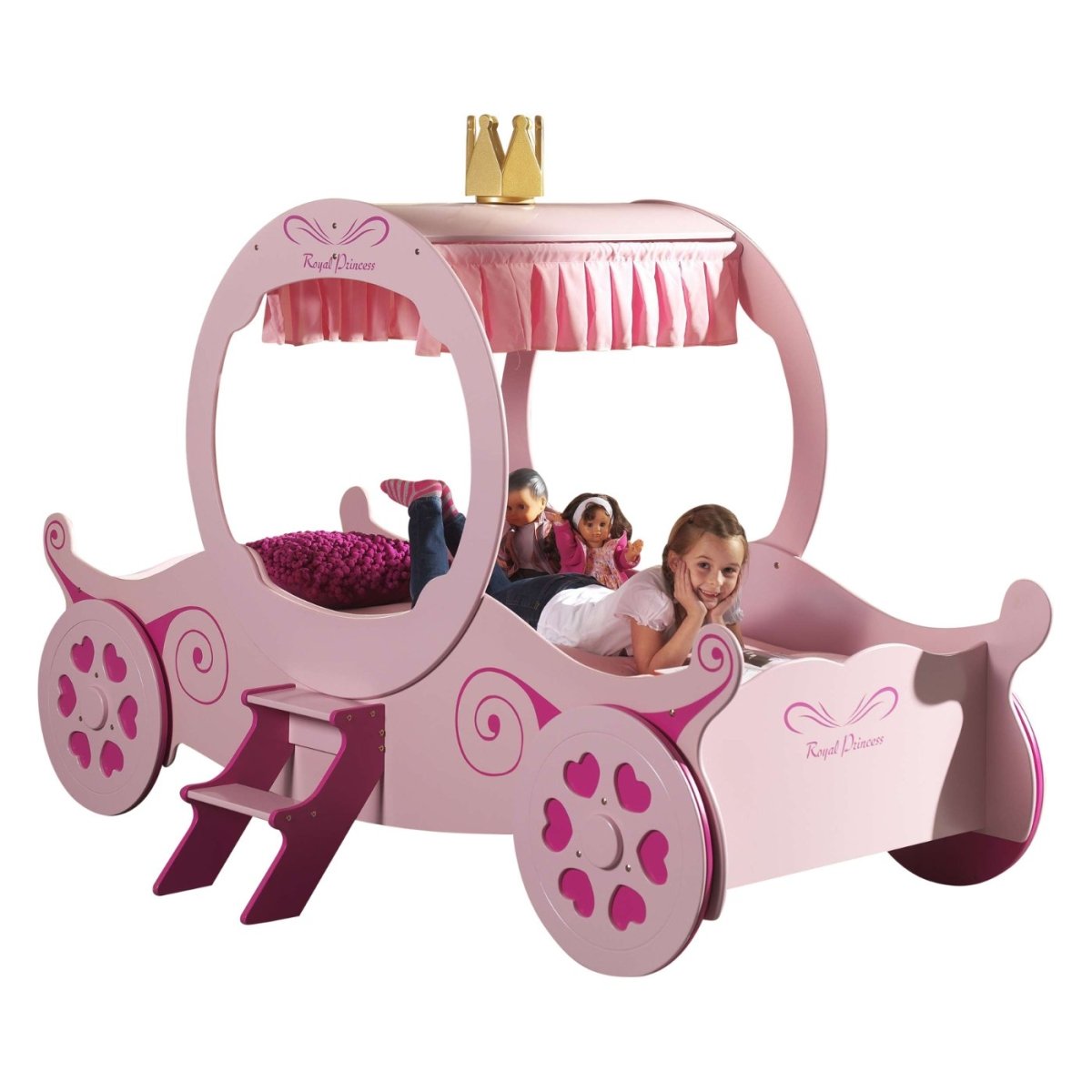 VIPACK-Lit Voiture Royale Princesse Avec Matelas 90 X 200 Cm