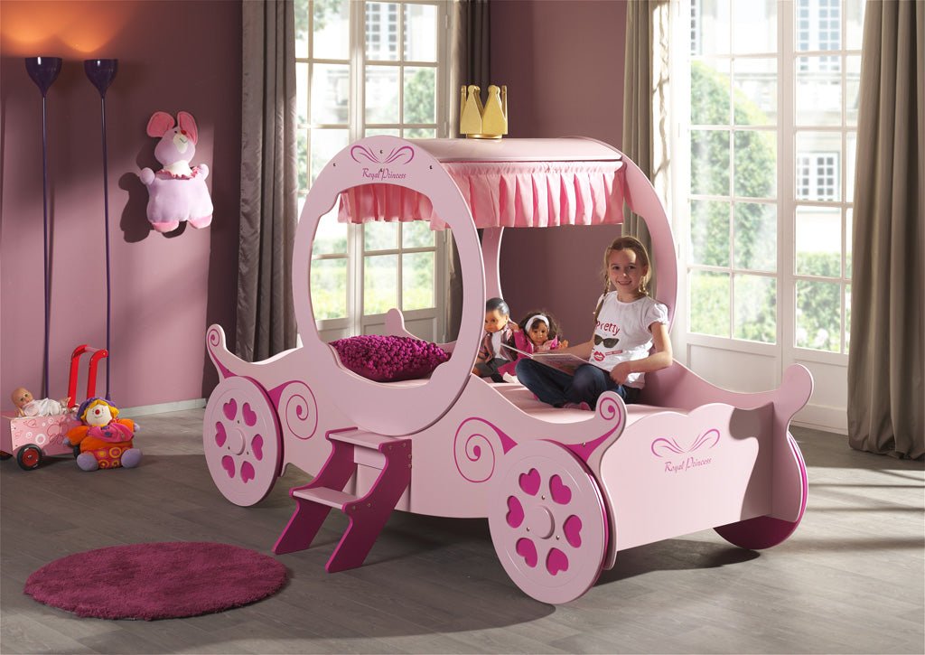 VIPACK-Lit Voiture Royale Princesse Avec Matelas 90 X 200 Cm