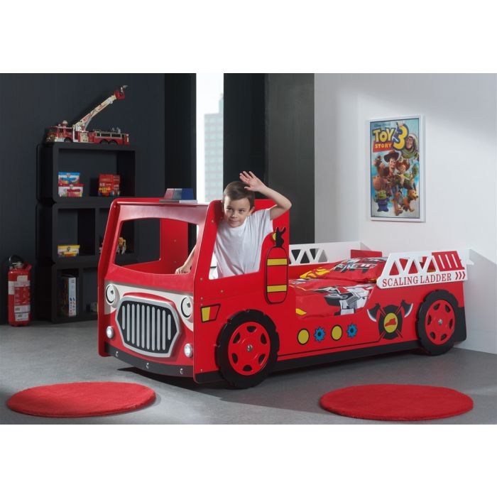 VIPACK-Lit Pompier 90 X 200 Cm Rouge