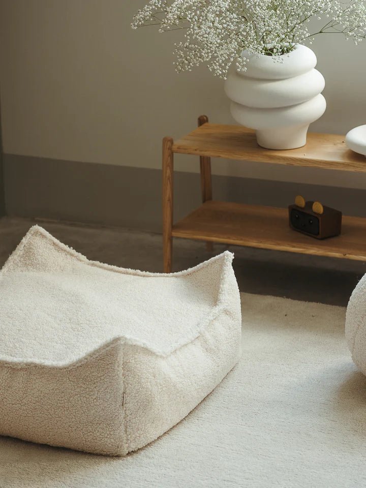 WIGIWAMA-Pouf Carré Blanc Crème