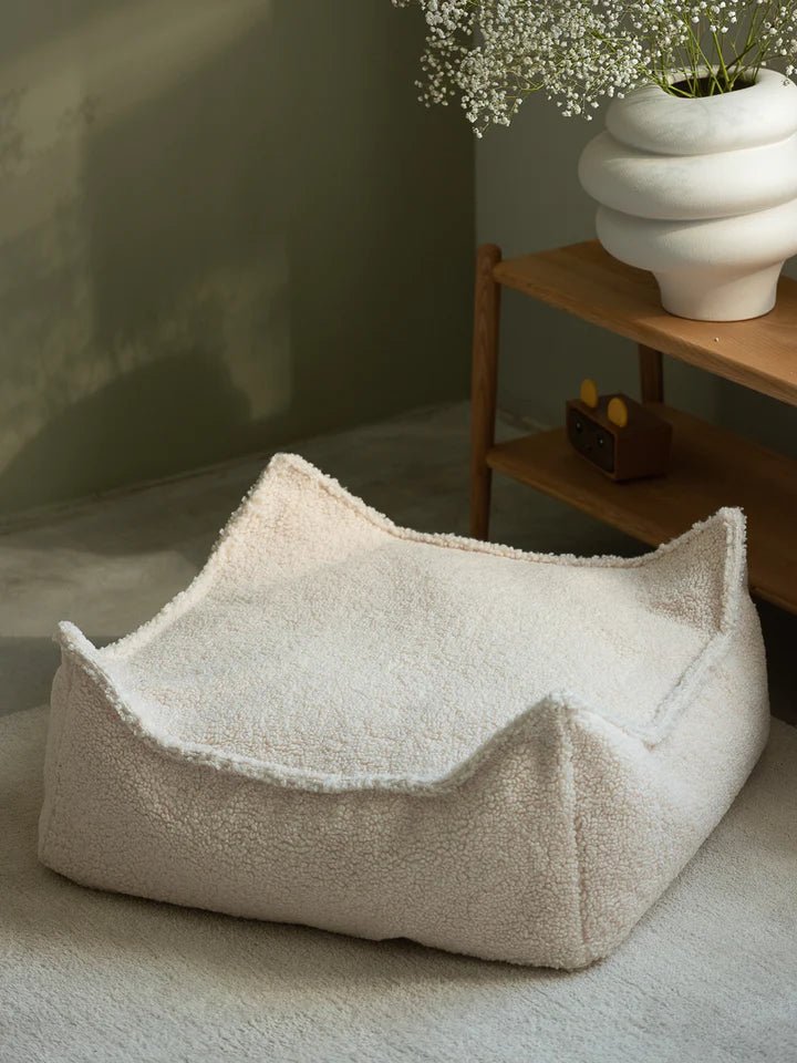 WIGIWAMA-Pouf Carré Blanc Crème